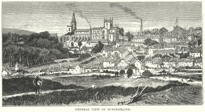 Generel udsigt over Dunfermline (gravering) af English School