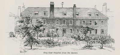 Generel udsigt over Grey Coat Hospital fra haven af English School