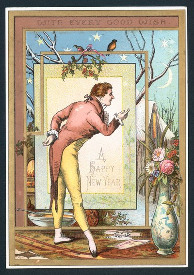 Gentleman Buwing, nytårskort af English School