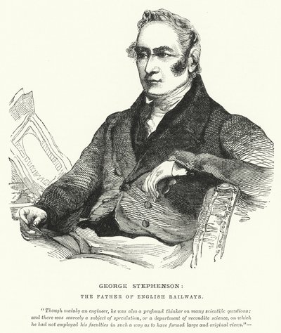 George Stephenson, faderen til engelske jernbaner (gravering) af English School