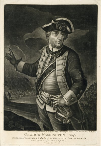 George Washington, Esqr., general og øverstbefalende for den kontinentale hær i Amerika af English School