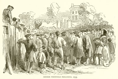 George Whitfield Preaching, 1735 af English School