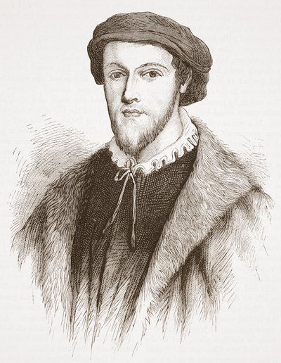 George Wishart, fra et tryk i David Laings besiddelse, illustration fra The History of Protestantism af James Aitken Wylie (1808-1890), pub. 1878 af English School