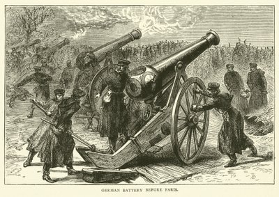 Tysk batteri før Paris, januar 1871 af English School