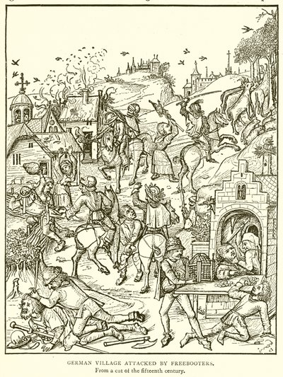 Tysk landsby angrebet af fribyttere af English School