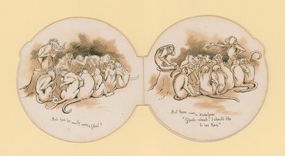 Spøgelser - aber og ugle (litho) af English School