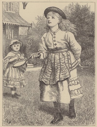 Pige leger med fjerbold af English School