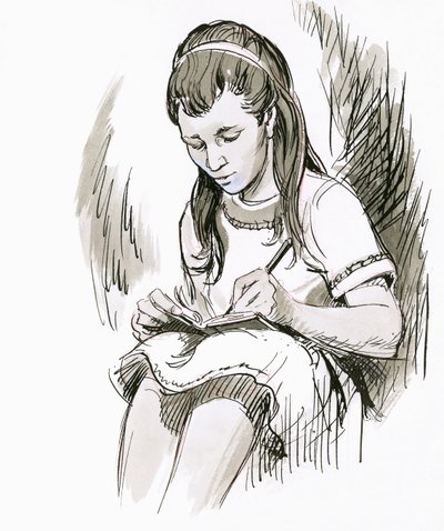 Pige skriver af English School