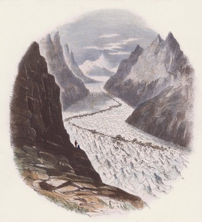 Gletschere (farvet gravering) af English School