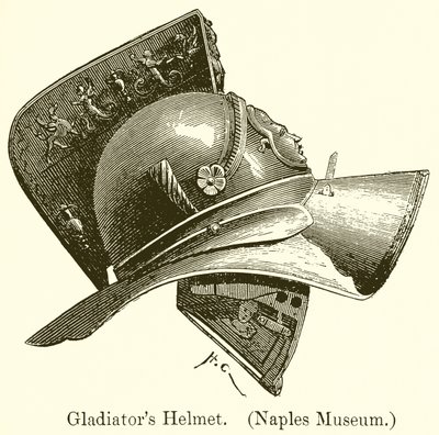 Gladiator hjelm. (Napoli Museum) af English School