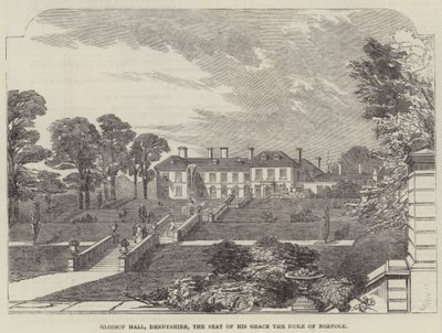 Glossop Hall, Derbyshire, sæde for hans nåde, hertugen af Norfolk (gravering) af English School