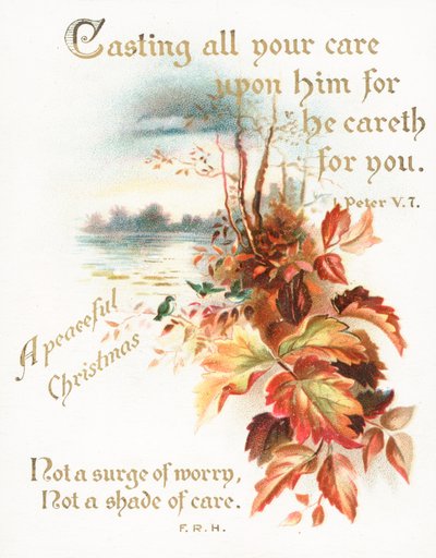 Goldbraune Blätter, Weihnachtskarte von English School