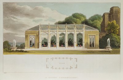 Gotisches Konservatorium, 1832 (Farbstich) von English School