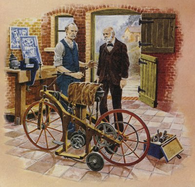 Gottlieb Daimler og hans ven Wilhelm Maybach af English School