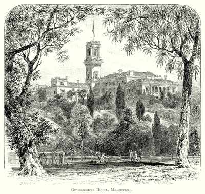 Regierungshaus, Melbourne (Gravur) von English School