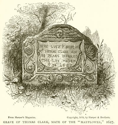 Grav af Thomas Clark, Mate of the Mayflower, 1627 af English School