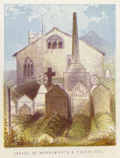 Graves of Wordsworth og Coleridge (farve litho) af English School