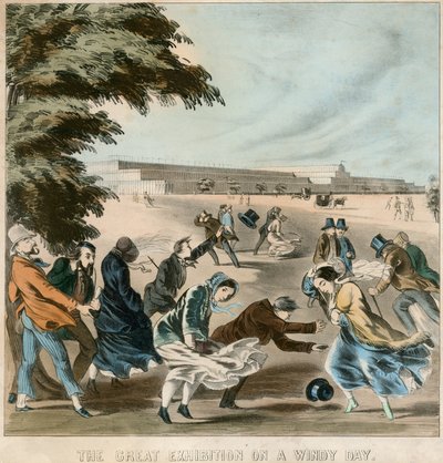 Stor udstilling på en blæsende dag, 1851 af English School