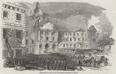 Great Fire at Quebec (gravering) af English School