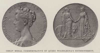 Stor medalje til minde om dronning Wilhelminas tronbesættelse (gravering) af English School
