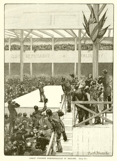 Great Unionist Demonstration i Belfast, 1890 af English School