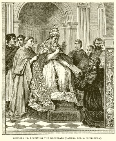 Gregor IX modtager dekretalerne (Camera Della Segnatura) af English School