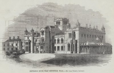 Grittleton House, nær Chippenham, Wilts (gravering) af English School