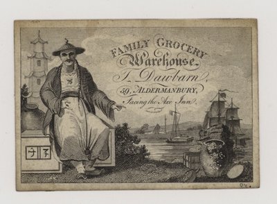 Købmand, T Dawbarn, handelskort af English School