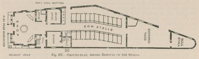 Grundplan for Holland Park Dairy før fjernelse af boderne af English School