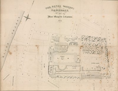 Grundplan for Vauxhall Gardens, London af English School