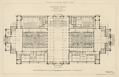 Grundplan for den nordlige terrasse på Alexandra Palace af English School