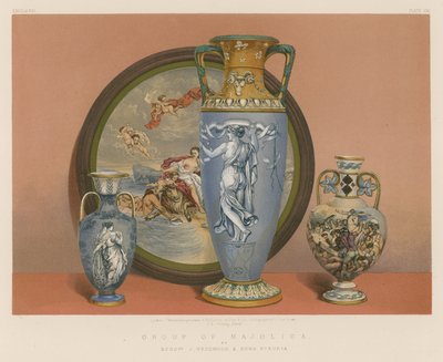 Group of Majolica af Mrs J Wedgwood and Sons, Etruria af English School
