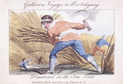 Gullivers rejse til Brobdingnag, opdaget i kornmarken, 1805 af English School