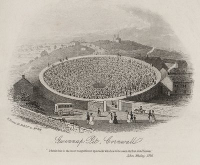 Gwennap Pit, Cornwall, hvor John Wesley prædikede ved adskillige lejligheder mellem 1762 og 1789 (gravering) af English School