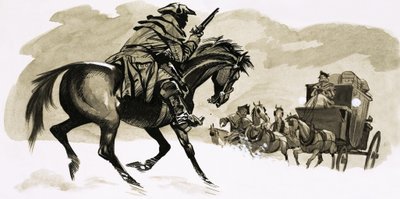 Highwayman er ved at angribe vogn af English School