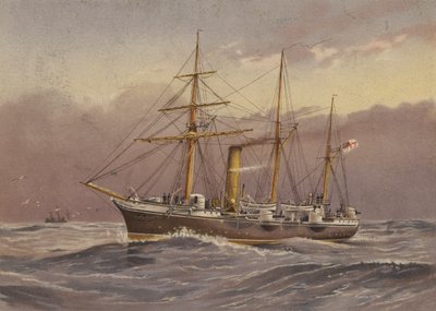 HMS Nymph (sloop) (farvelitografi) af English School