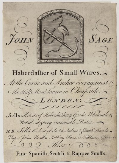 Smykker, John Sage, byttekort af English School