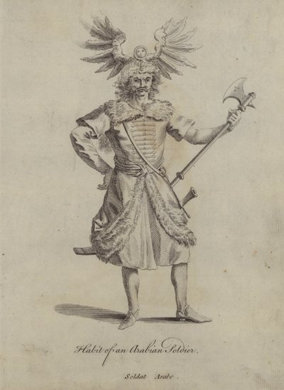 En arabisk soldats vaner (kobberstik) af English School