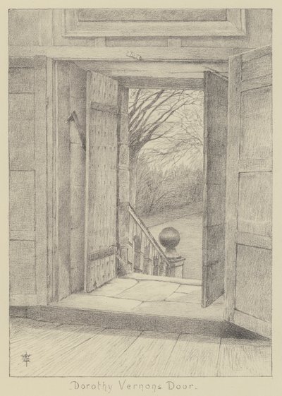 Haddon Hall, Dorothy Vernons dør (litho) af English School