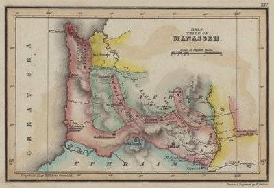 Halv Stamme af Manasse (farvet gravering) af English School