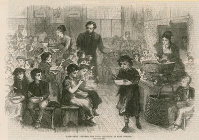 Halvpenny middage for fattige børn i East London af English School