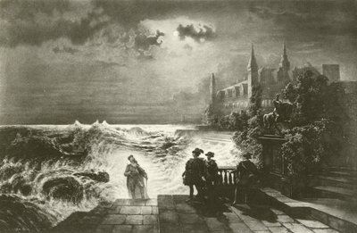 Hamlet og hans fars spøgelse (gravure) af English School