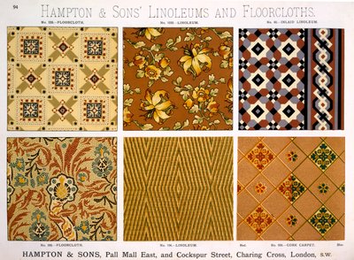 Hampton & Sons Designs für Linoleum und Bodenbeläge, spätes 19. Jh. von English School