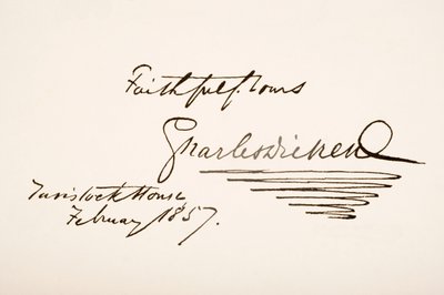 Håndskrift og underskrift af Charles Dickens, 1857 af English School