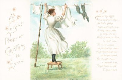 Hænger vasken ud, julekort af English School