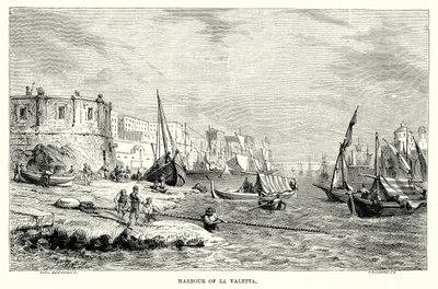 Havnen i la Valetta (kobberstik) af English School