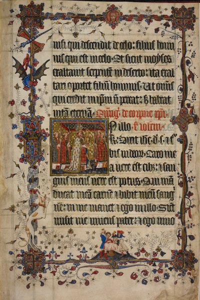 Harley 7026, f.13 The Feast of Corpus Christi, fra Lovel Lectionary, før 1408 (vellum) af English School