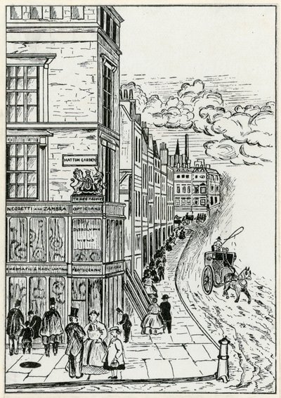 Hatton Garden og Holborn, 1866 af English School