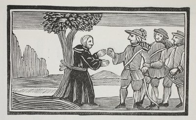Han bandt abbeden til et træ, illustration fra Chap-books of the Eighteenth Century af John Ashton, pub. 1882 af English School