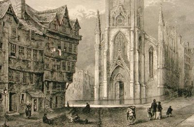 Kopf von West Bow, mit der Assembly Hall in den mittleren 1800er Jahren, aus 